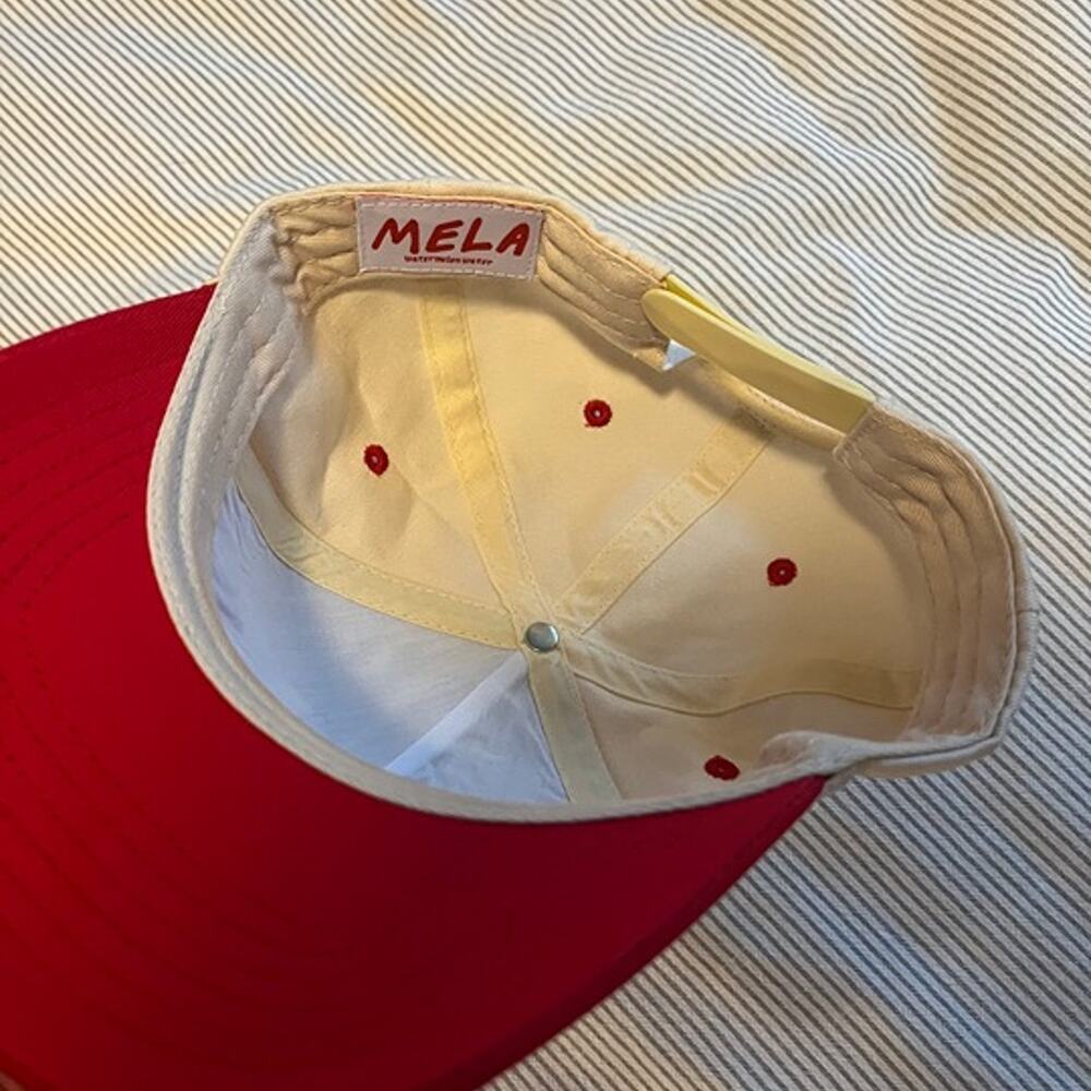Water MELONS Mela Accessories Hat Adjustable Snapback Tan Red Cap One Size - Picture 5 of 5